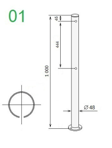 ASP-D48-03 Двухсторонняя стойка ограждения c 4 отверстиями - угол 90 град. (Окрашенная сталь) фото 2 ASP-D48-03 Двухсторонняя стойка ограждения c 4 отверстиями - угол 90 град. (Окрашенная сталь) фото 2