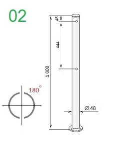 ASP-D48-03 Двухсторонняя стойка ограждения c 4 отверстиями - угол 90 град. (Окрашенная сталь) фото 3 ASP-D48-03 Двухсторонняя стойка ограждения c 4 отверстиями - угол 90 град. (Окрашенная сталь) фото 3