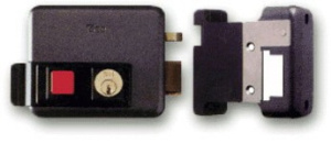 ISEO 5213-20 Замок накладной, ключ+кн., отк. дв. внутрь, правый, цилиндр + три ключа, кнопка выхода,