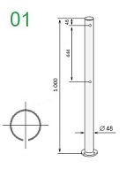 ASP-D48-01 Односторонняя стойка ограждения c 2 отверстиями (Окрашенная сталь)